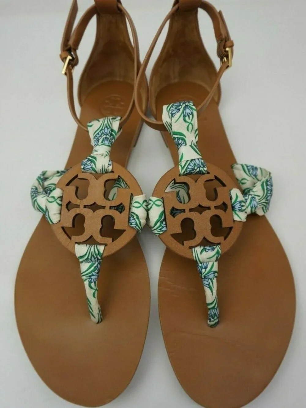 TORY BURCH tan leather scarf Miller sandal, 9